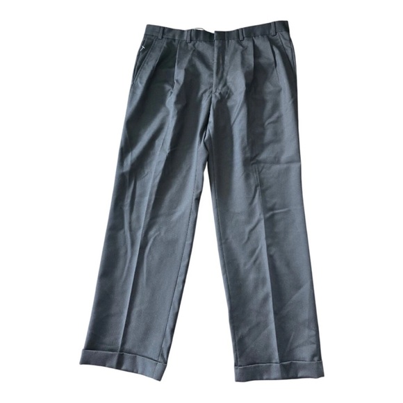 David Taylor Pants Men Black 38x30 Straight Leg Pleated Mid Rise New - Picture 1 of 11